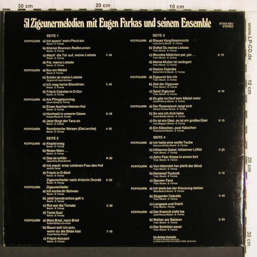 Farkas,Eugen und sein Ensemble: 51 Zigeumelodien, Foc (instrum.), Ariola (87 552 XBU), D, 1977 Typ: 2LP Best.-Nr.: Y6041 Preis: 7,50 Euro