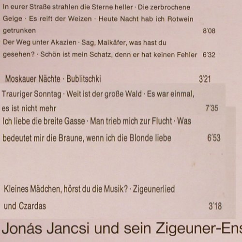 Jancsi,Jonas & s.Zigeuner-Ensemble: Zigeunerklänge (instrum.), FAN (555 337), D Typ: LP Best.-Nr.: Y6048 Preis: 6,00 Euro