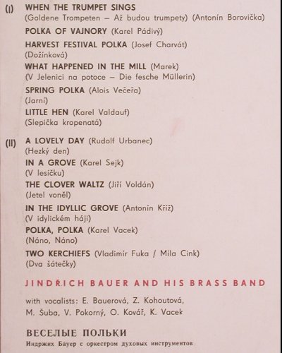 Bauer,Jindrich and his Brass Band: Merry Polkas, m-/vg+, Supraphon (SUA ST 54844), CZ, 1967 Typ: LP Best.-Nr.: Y6049 Preis: 6,00 Euro