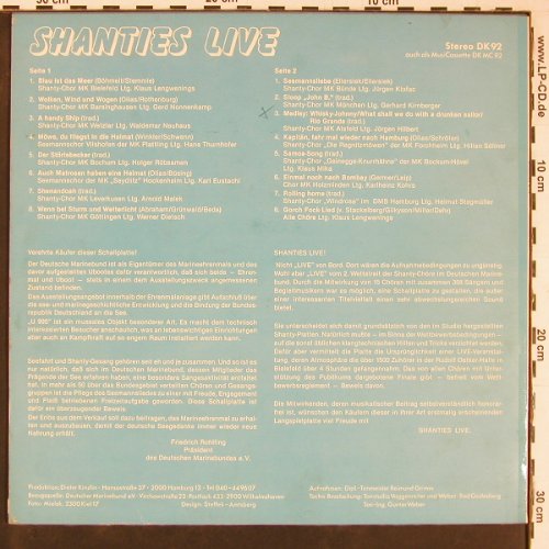 V.A.Shanties Live: Shanty-Chöre im deut. Marinebund, D.Marine Bund (DK 92), D,vg+/vg+ Typ: LP Best.-Nr.: Y611 Preis: 9,00 Euro