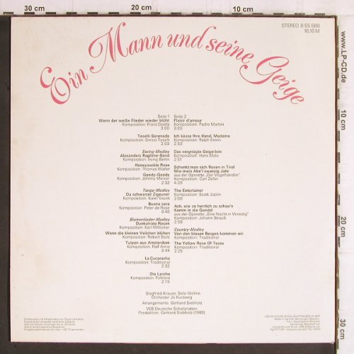 Krause,Siegfried: Ein Mann und seine Geige, Amiga (8 55 588), DDR, 1980 Typ: LP Best.-Nr.: Y6179 Preis: 7,50 Euro