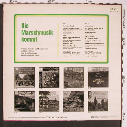 Winkel,Heinz / Schutzpolizei Berlin: Die Marschmusik kommt, Promo-Stol, Telefunken (NT 437), D Typ: LP Best.-Nr.: Y641 Preis: 7,50 Euro