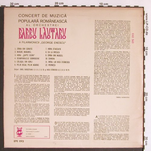 Barbu Lautaru - Orchestrei: Same, dir. Ionel Budisteanu,vg+/m-, Electrocord (EPE 093), RO Typ: LP Best.-Nr.: Y6483 Preis: 9,00 Euro