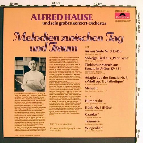 Hause,Alfred & Konzert-Orch.: Melodien Zwischen Tag & Traum (1), Polydor, Musterplatte (2371 550), D, 1975 Typ: LP Best.-Nr.: Y6491 Preis: 6,00 Euro