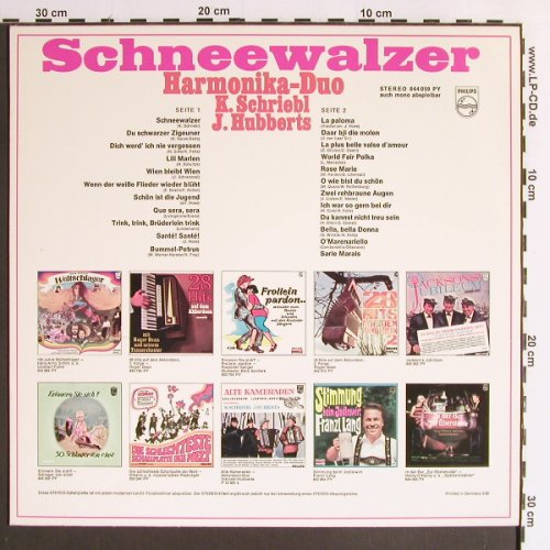 Harmonika-Duo K.Schriebl J.Hubberts: Schneewalzer (instrumental), Philips (844 059 PY), D, 1968 Typ: LP Best.-Nr.: Y6503 Preis: 7,50 Euro