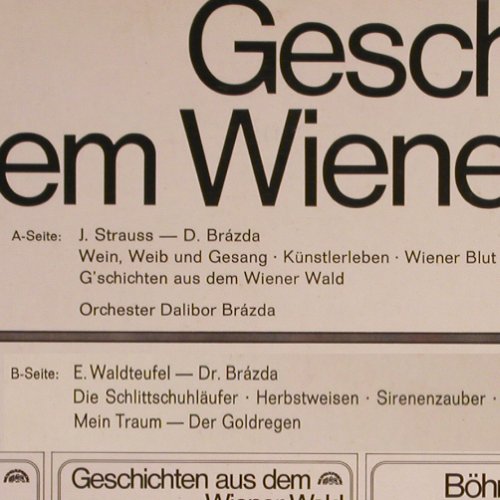 Brázda,Dalibor  -  Orchester: Geschichten a.d.Wiener Wald, Supraphon(SUA150036) (SUB ST 54 452), D, 1968 Typ: LP Best.-Nr.: Y6511 Preis: 7,50 Euro