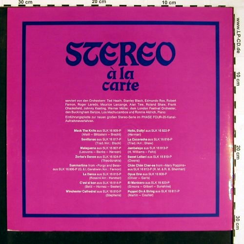 V.A.Stereo a' la carte: Phase 4 Stereo 20-Kanal-Aufnahme, Decca (S 16800-P), D Typ: LP Best.-Nr.: Y678 Preis: 7,50 Euro