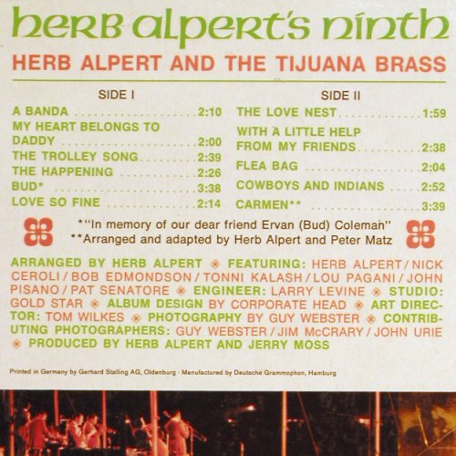 Alpert,Herb & Tijuana Brass: Ninth, AM (212 024), D, 1967 Typ: LP Best.-Nr.: Y6882 Preis: 7,50 Euro