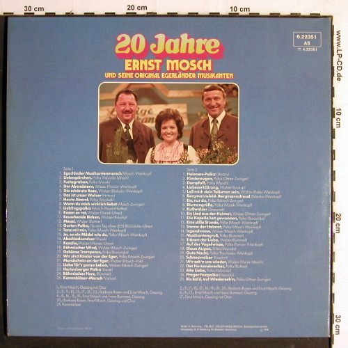 Mosch,Ernst & Seine Orig.Egerländer: 20 Jahre, Foc, Telefunken(6.22351 AS), D, 1975 - LP - Y7084 - 5,00 Euro