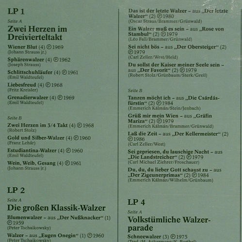 V.A.Die Schönsten Walzer der Welt: Wiener Blut...Im Chambre separée, Das Beste (WAL 7788), D, Box, 1986 Typ: 8LP Best.-Nr.: Y7121 Preis: 12,50 Euro