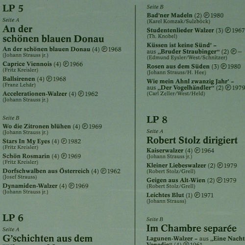 V.A.Die Schönsten Walzer der Welt: Wiener Blut...Im Chambre separée, Das Beste (WAL 7788), D, Box, 1986 Typ: 8LP Best.-Nr.: Y7121 Preis: 12,50 Euro
