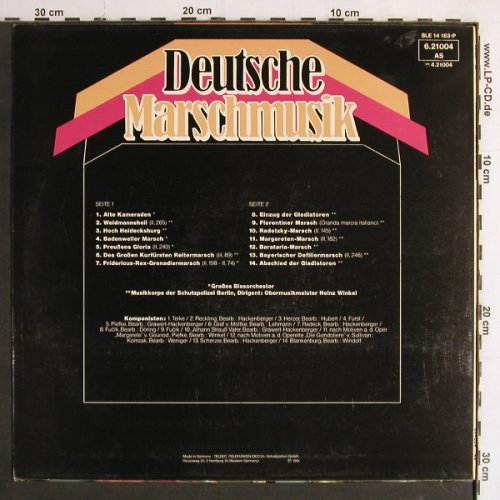 Musikkorps d.Schutzpolizei Berlin: Deutsche Marschmusik, Heinz Winkel, Telefunken(6.21004 AS), D, Ri, 1961 - LP - Y7123 - 6,00 Euro