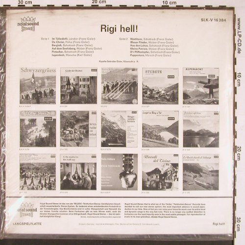 Gebrüder Gisler: Rigi hell, FS-New, Decca (SLK-V 16 384), D, 1966 Typ: LP Best.-Nr.: Y712 Preis: 14,00 Euro