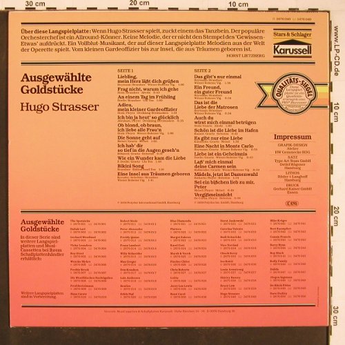 Strasser,Hugo & Tanz-Orch.: Ausgewählte Goldstücke (1959), Karussell(2876 040), D, Ri,  - LP - Y724 - 6,00 Euro