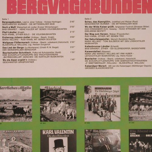 V.A.Bergvagabunden: Geschw. Wurmer, Basi Erhardt (1967), Telefunken(NT 857), D,  - LP - Y729 - 6,00 Euro