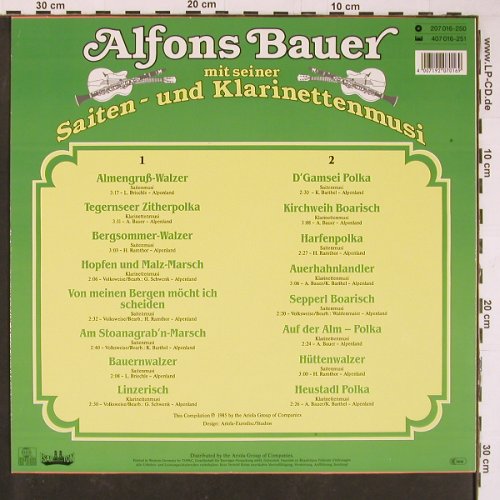 Bauer,Alfons: Mit seiner Saiten u.Klarinettenmusi, Ariola (207 016-250), D, 1985 Typ: LP Best.-Nr.: Y730 Preis: 6,00 Euro