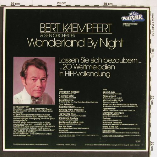 Kaempfert,Bert: Wonderland By Night, Polystar (60 332), D, Ri Typ: LP Best.-Nr.: Y7537 Preis: 6,00 Euro
