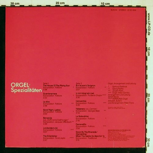 V.A.Orgel-Spezialitäten: Siebholz,Plathe... Arndt Bause, Amiga (8 55 664), DDR, 1979 Typ: LP Best.-Nr.: Y7555 Preis: 7,50 Euro