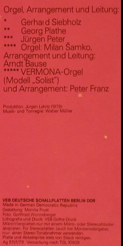 V.A.Orgel-Spezialitäten: Siebholz,Plathe... Arndt Bause, Amiga (8 55 664), DDR, 1979 Typ: LP Best.-Nr.: Y7555 Preis: 7,50 Euro