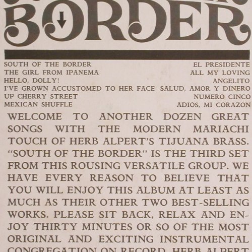 Alpert,Herb & Tijuana Brass: South Of The Border, AM (85 601 IT), D Typ: LP Best.-Nr.: Y7693 Preis: 5,00 Euro