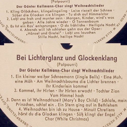 Kallmann-Chor,Günter: Bei Lichterglanz u.Glockenklang, Polydor Musterplatte (249 193), D,No Cover, 1967 Typ: LP Best.-Nr.: Y7700 Preis: 3,00 Euro
