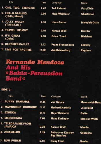 Klinkerstone,Andy - Orch./Fernado: Mendoza & h.Bahia-Percussion Band, Conny Records (C.R.003), D Typ: LP Best.-Nr.: Y7738 Preis: 9,00 Euro