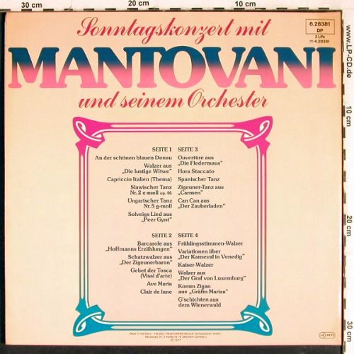 Mantovani & sein Orchester: Sonntagskonzert mit, Foc, Decca(6.28381 DP), D, 1977 - 2LP - Y7758 - 6,00 Euro