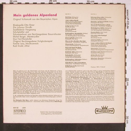 V.A.Mein goldenes Alpenland: Original Volksmusik, Eurocord (J-019), D, 1965 Typ: LP Best.-Nr.: Y781 Preis: 12,50 Euro