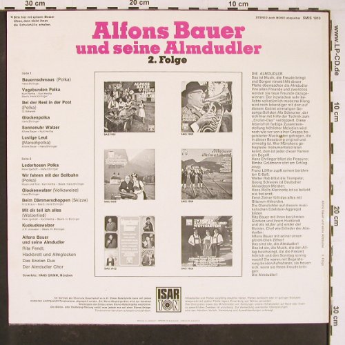 Bauer,Alfons und seine Almdudler: 2. Folge, Isarton (SMIS 1910), D Typ: LP Best.-Nr.: Y783 Preis: 7,50 Euro