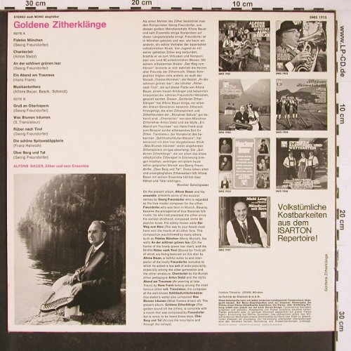 Bauer,Alfons und sein Ensemble: Goldene Zitherklänge, Isarton (SMIS 1913), D Typ: LP Best.-Nr.: Y785 Preis: 9,00 Euro