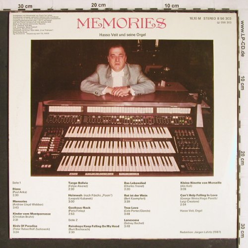 Veit,Hasso  und seine Orgel: Memories Amiga (8 56 303), DDR, 1987 Typ: LP Best.-Nr.: Y8195 Preis: 6,00 Euro