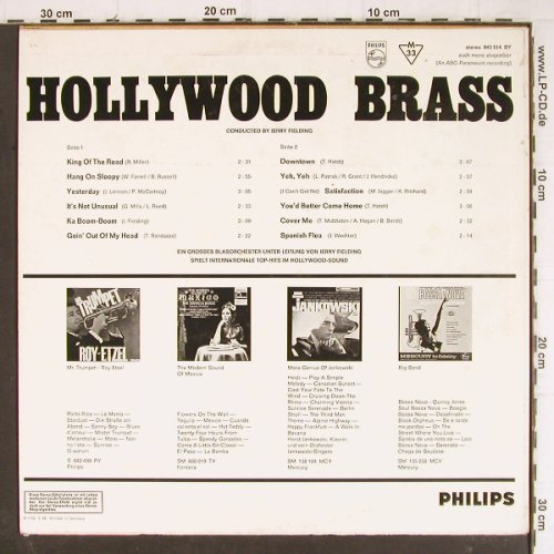 Hollywood Brass: Same, cond.Jerry Fielding, Philips (843 514 B`Y), D, Mono, 1966 Typ: LP Best.-Nr.: Y8362 Preis: 7,50 Euro