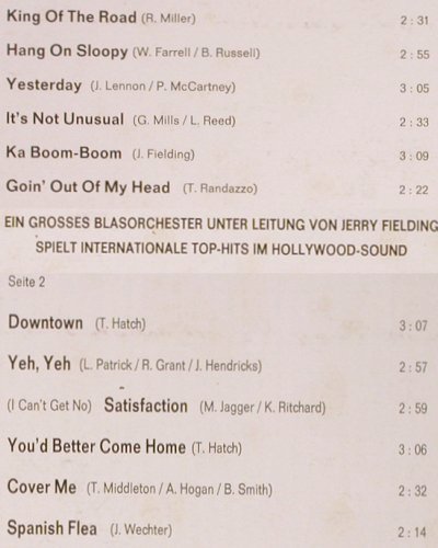 Hollywood Brass: Same, cond.Jerry Fielding, Philips (843 514 B`Y), D, Mono, 1966 Typ: LP Best.-Nr.: Y8362 Preis: 7,50 Euro