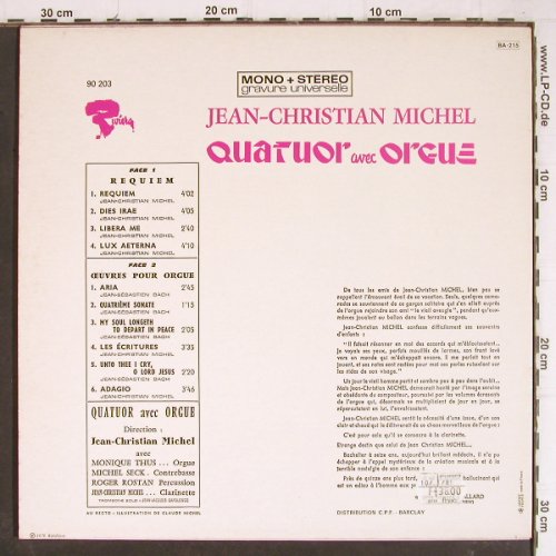 Michel,Jean-Christian: Requiem, Quatuor avec Orgue, Barclay(90203), F, Ri, 1978 - LP - Y8388 - 6,00 Euro