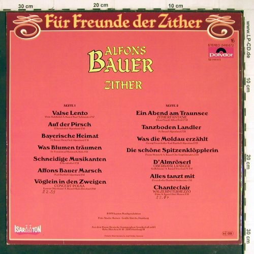Bauer,Alfons: Für Freunde der Zither, instrum., Polydor/Isar Ton (2418 672), D, 1979 Typ: LP Best.-Nr.: Y8482 Preis: 6,00 Euro