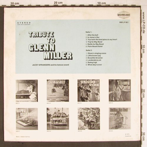 Sprangers,Jackie - Orchester: Tribute to Glenn Miller, Weltmelodie(WM LP 061), D, 1975 - LP - Y8816 - 5,00 Euro