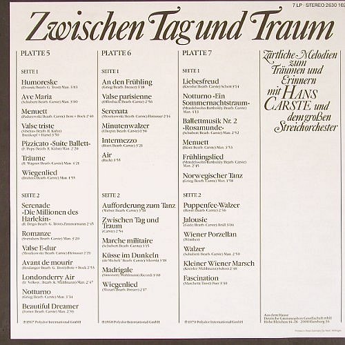Carste,Hans & sein gr.Streichorch.: Zwischen Tag und Traum, Box, Polydor,Folge1-7 (2630 102), D, 1970 Typ: 7LP Best.-Nr.: Y9081 Preis: 14,00 Euro