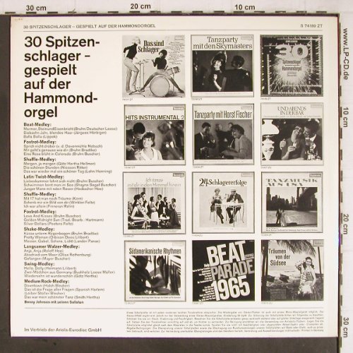 Johnson,Benny: 30 Spitzenschlager a.d.Hammondorgel, Baccarola (S 74189 ZT), D Typ: LP Best.-Nr.: Y9112 Preis: 6,00 Euro