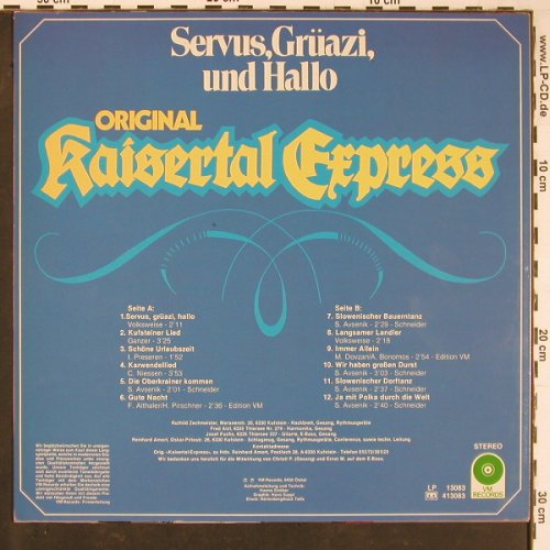 Original Kaisertal Express: Servus, Grüezi und Hallo, VM Rec./ Ötztal(13083), A,  - LP - Y913 - 6,00 Euro