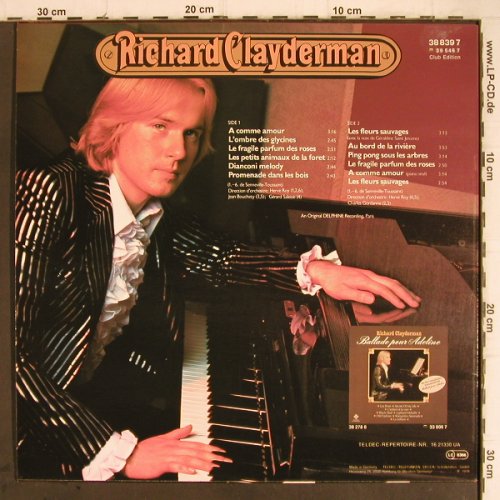 Clayderman,Richard: Au Bord De La Riviere, Club Ed., Telefunken (38 839 7), D, 1978 Typ: LP Best.-Nr.: Y9289 Preis: 6,00 Euro