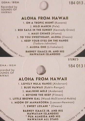 V.A.Aloha From Hawaii: Barney Isaacs.. Pua Almeida,instrum, Polydor, vg+/NoCover(184 013), D, Promo, 1964 - LP - Y9497 - 6,00 Euro