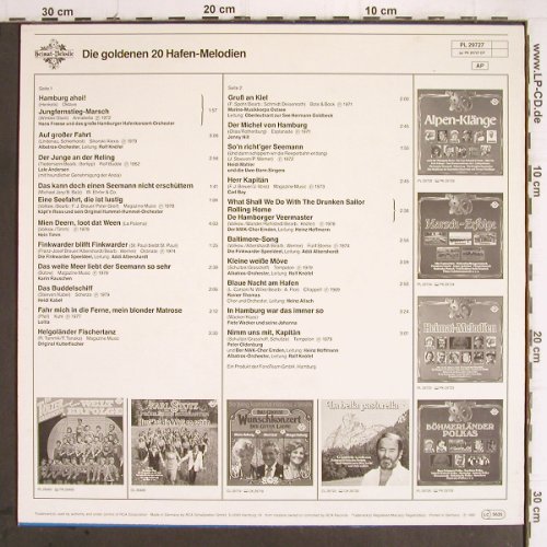 V.A.Die Goldenen 20 Hafen Melodien: Hans Freese... Peter Oldenburg, Heimat-Melodie (PL 29727), D, 20 Tr., 1980 Typ: LP Best.-Nr.: Y9506 Preis: 5,00 Euro