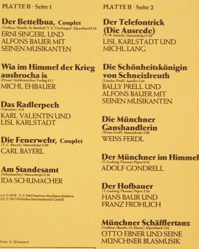 V.A.Münchener Humor: 3 Lustigen Moosbacher..Otto Ebner&., Polydor (2664 203), D, Foc Typ: 2LP Best.-Nr.: Y9562 Preis: 6,00 Euro
