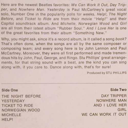 Hollyridge Strings: The New Beatles Songbook,Stu Phil., Capitol (ST 2429), US, 1965 Typ: LP Best.-Nr.: Y9664 Preis: 9,00 Euro