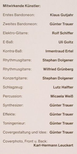 Gutjahr,Klaus: Welcome - Bandoneon, Proyecto Bango (1010), D, 1986 Typ: LP Best.-Nr.: Y9823 Preis: 9,00 Euro