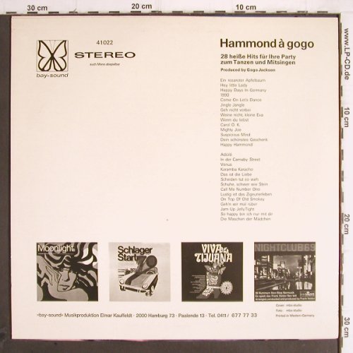 GoGo Jackson: Hammond a gogo-Nonstop-Tanzparty, Hippo / Bay Sound (41022), D Typ: LP Best.-Nr.: Y9828 Preis: 6,00 Euro