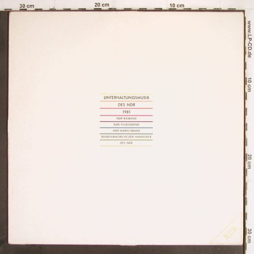 V.A.Unterhaltungsmusik des NDR 1981: Bigband,Studio,Marschband..., NDR (F 667.625), D, m /vg+, 1981 Typ: LP Best.-Nr.: Y9852 Preis: 7,50 Euro