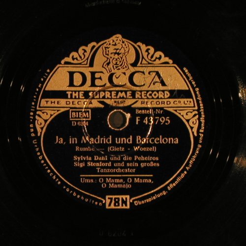 Dahl,Sylvia & d.Peheiros: Ja, In Madrid und Bardelona, Decca(F 43 795), D, VG+,  - 25cm - N196 - 4,00 Euro