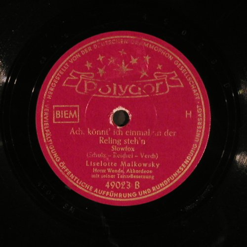 Malkowsky,Liselotte - Horst Wende: Das Wunder von der Reeperbahn, Polydor (49 023), D, 1953 Typ: 25cm Best.-Nr.: N204 Preis: 5,00 Euro