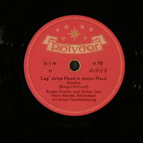 Lais,Detlev/Renée Franke/H.Wende: Es wird ja alles wieder gut, Polydor(48 952), D, 1953 - 25cm - N24 - 3,00 Euro